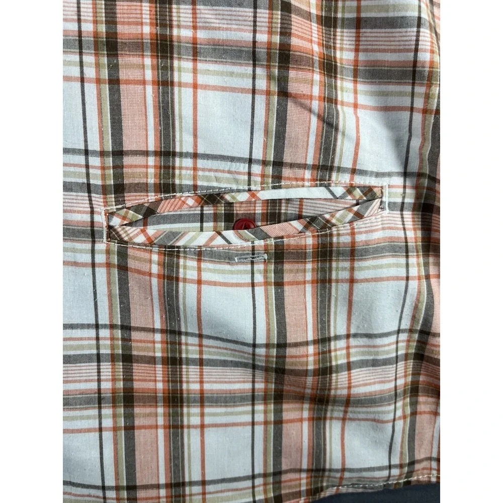 The North Face Button Up Shirt Mens 2XL XXL Orange Plaid Short Sleeve